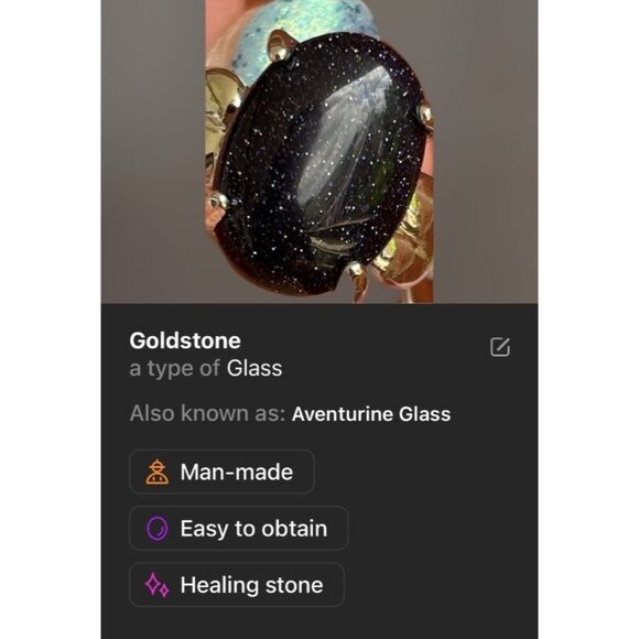 Goldstone Oval Gemstone Ring in Silvertone Size 9.5 - Picture 7 of 12